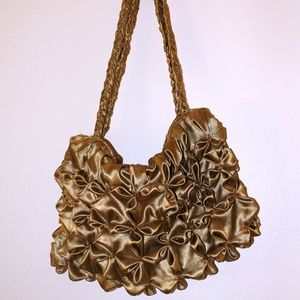 Unique Handmade Gathered Fabric Beaded Purse